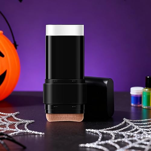 Halloween Stick Foundation Makeup | Black White Double-Ended,Halloween Vampire Makeup with Brush,for Spring Summer Winter Daytime Night Party Date Offices Travel Beach Photoshoot Stage(White)