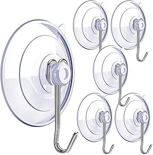 Suction Cup Hooks,6 PCS Clear Suction Cup for Glass Window Decor Shower Bathroom Glass
