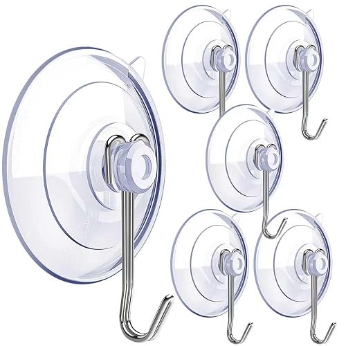 Suction Cup Hooks,6 PCS Clear Suction Cup for Glass Window