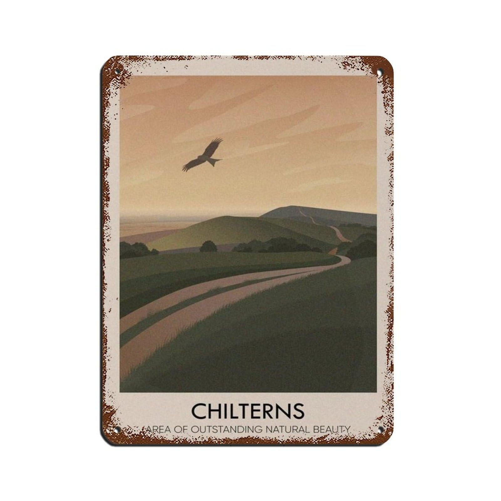 Lxwnze 30L X 40W Cm Chilterns Aonb Travel Poster Retro Poster Metal Tin Sign Chic Art Retro Iron Painting Bar People Cave Cafe Family Garage Poster Wall Decoration 12X16inch(30X40cm)