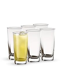 Ocean Plaza Glass Tumbler 320Ml - Set Of 6 For Kitchen|Water|Hot & Cold Drinks|Juice|Cocktail|Milkshake|Smoothie|Ideal F