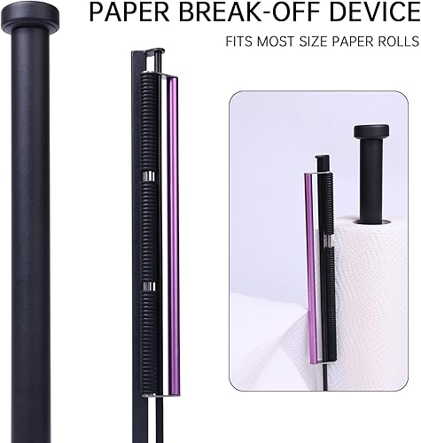 Miniatura 4 de Toallero de papel negro para desgarro de una mano, dispensador de toallas de papel con base antideslizante para cocina, baño, dormitorio, elegante y