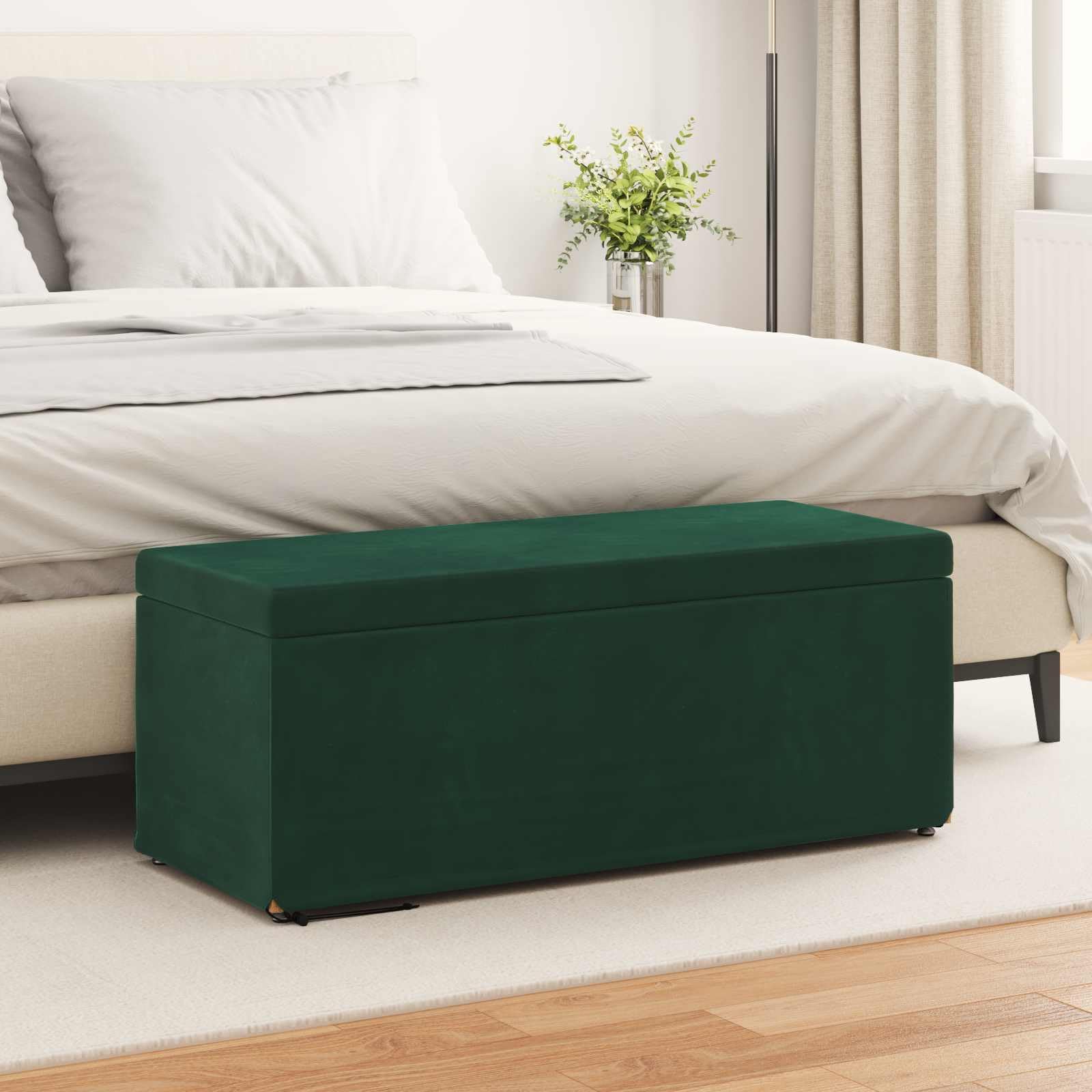vidaXL Halka Ciemna zieleń Welur i drewno inżynieryjne, Nowoczesny, trwały, kompaktowy stołek do kuchni, stylowy design, wygodne siedzenie, minimalistyczne meble
