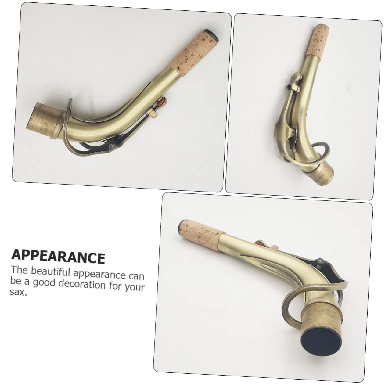 SHOWERORO Biegungshals und Klarer Klang aus Messing Saxophon mit 24,5mm Durchmesser Antikes Design in Gold für Altsaxophon und Saxophonzubehör