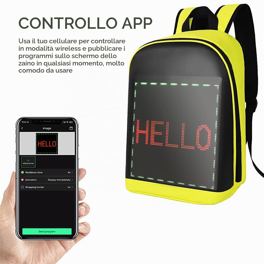 Zaino da viaggio personalizzabile con schermo a colori a LED Borsa da scuola per uomini Donne Studenti universitari