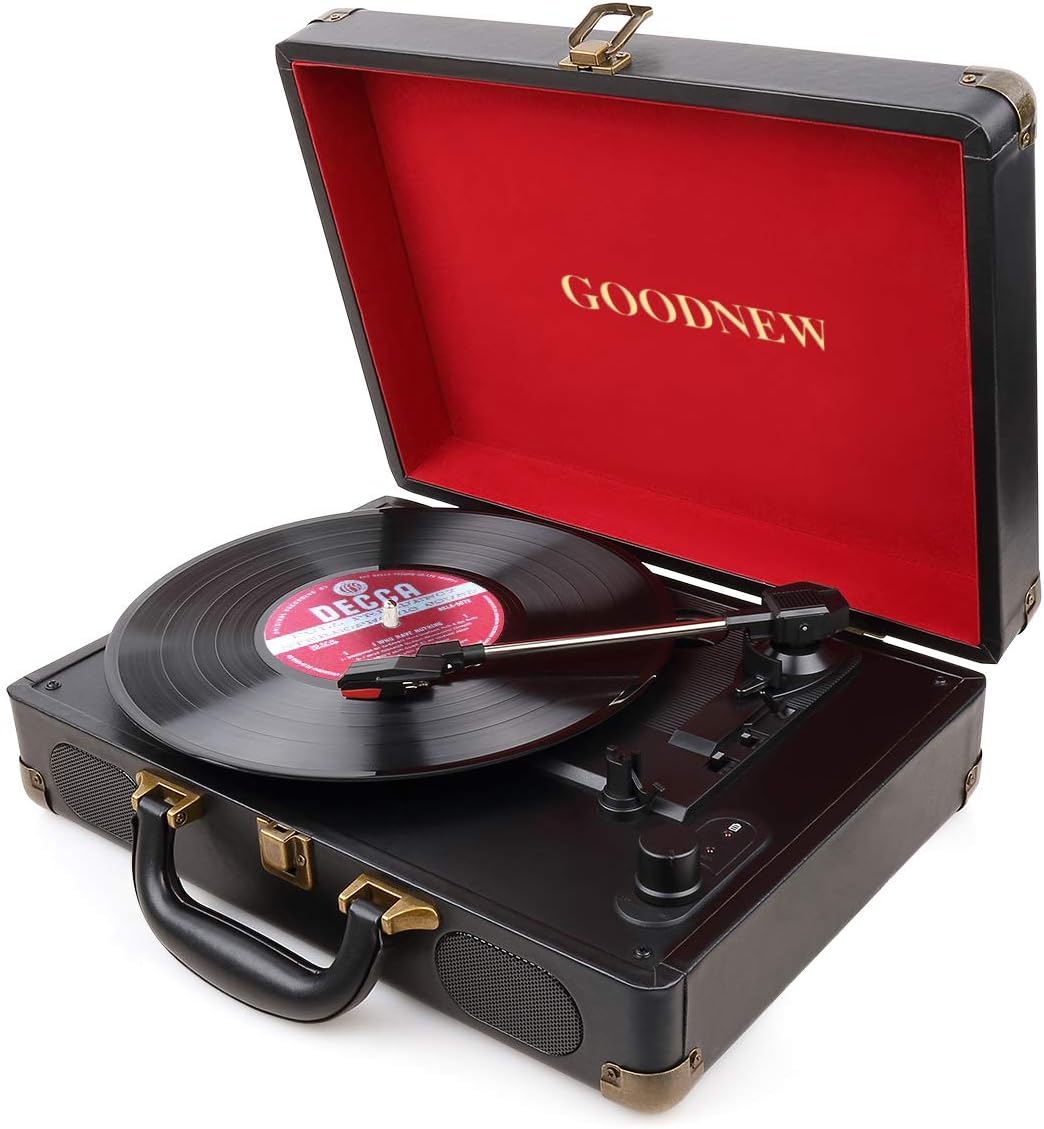 Vinyl Record Player Turntable, Built in Speakers, Support Headphone & RCA Outputand AUX (3.5mm) Input Jack & Bluetooth Connection