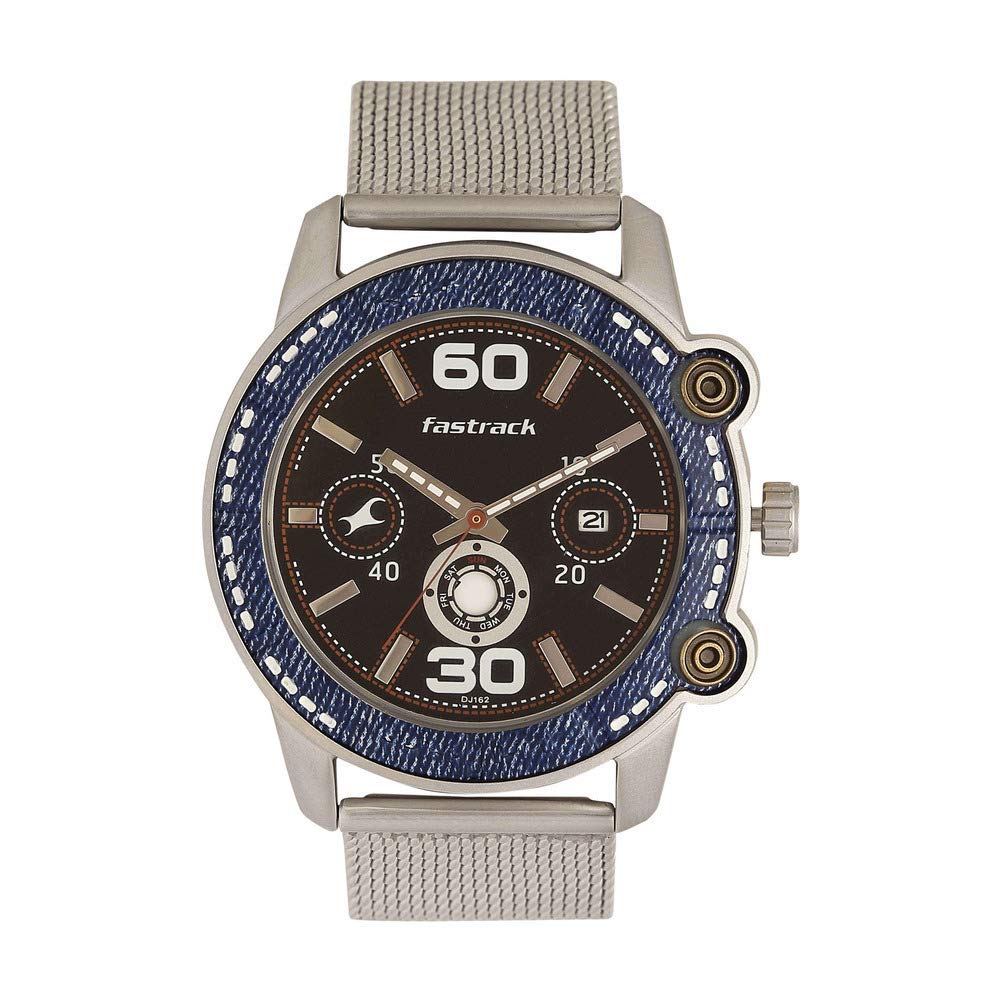 Fastrack Mens Analog Black Dial Silver Band Stainless Steel Watch (B07QCTQXNC) Amazon Price History, Amazon Price Tracker