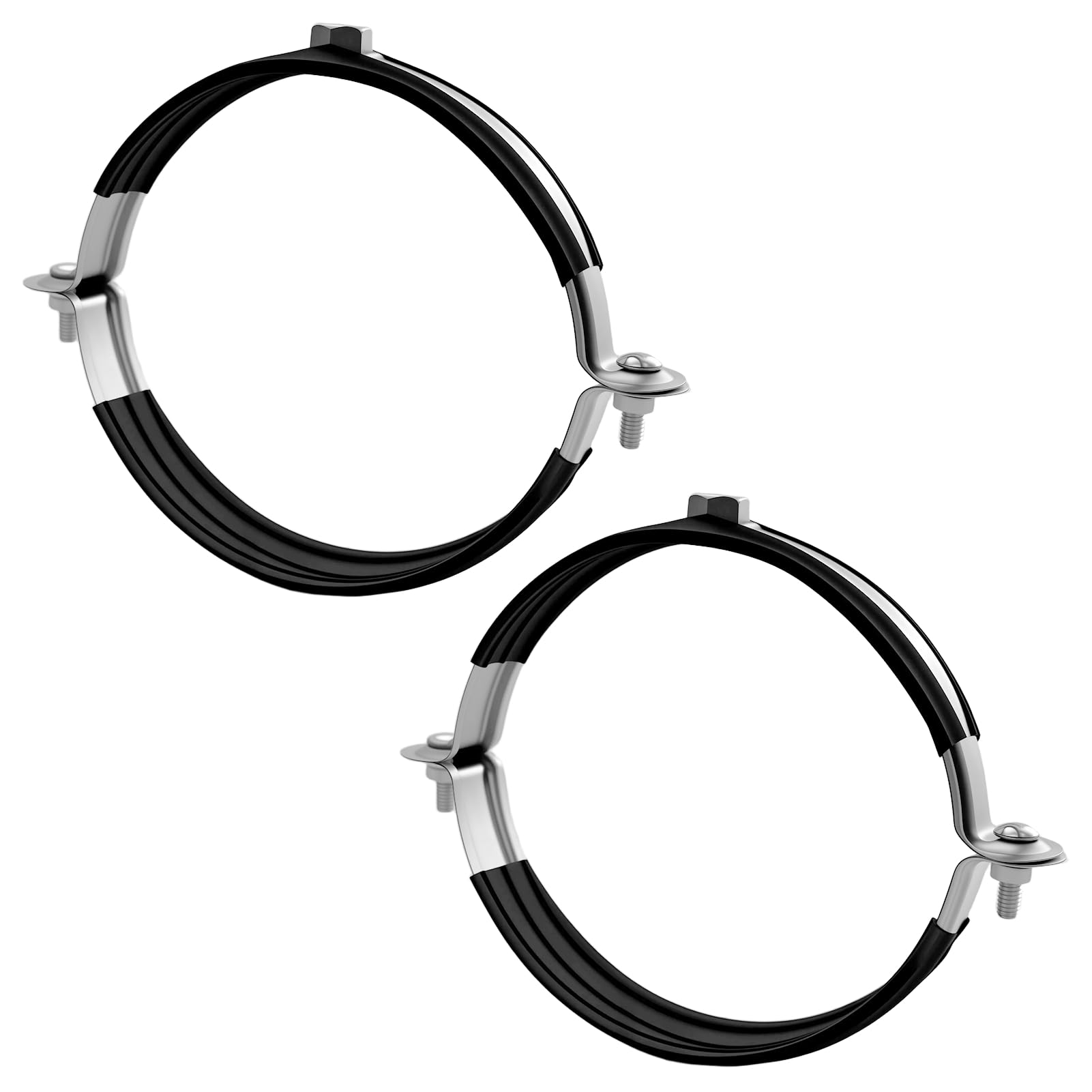 Abrazaderas de tubo de 110 mm, galvanizadas con inserto de goma, abrazaderas para tubo de ventilación, manguera de extracción, abrazaderas para soporte de tubos, abrazadera negra de goma