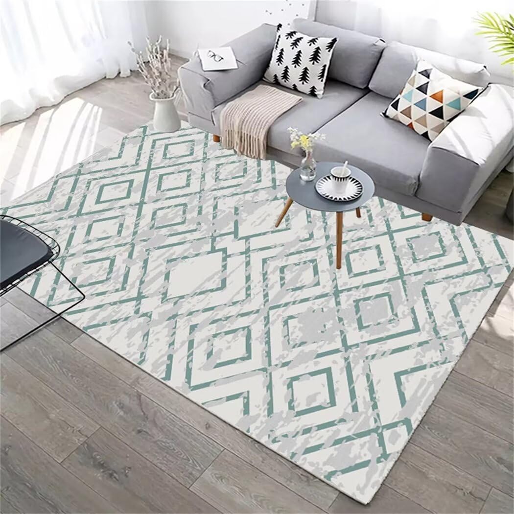 Tapis motif géométrique moderne lavable pour salon et enfants 90x120