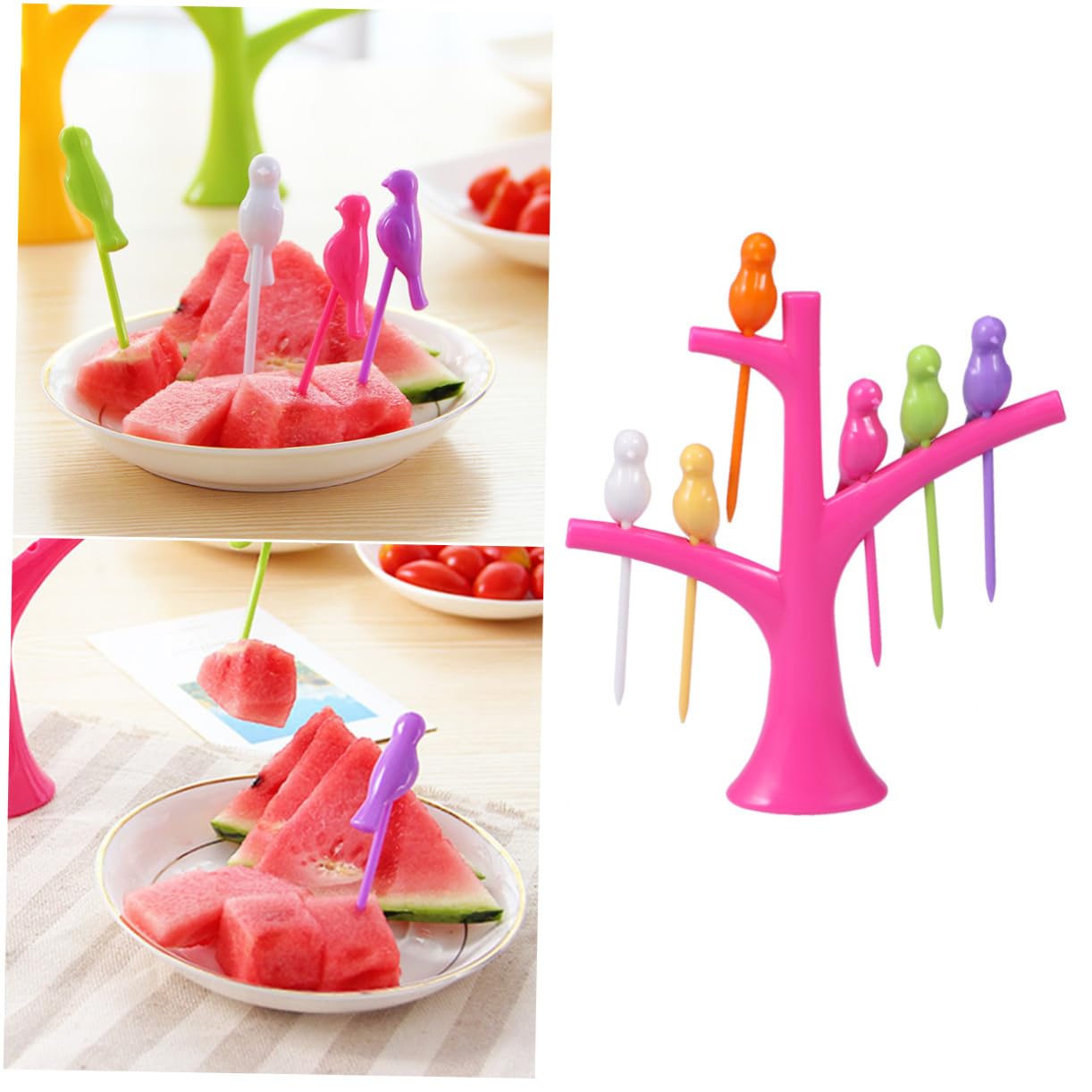 PRETYZOOM 6pcs Dc Air Pump Cute Fruit Forks Windmill Cookie Cutter Birdie Stand Mooncake Molds Dessert Forks Home Household Decor Toddler Broom Bird Fork Fashionable Fruit Sign The Bird