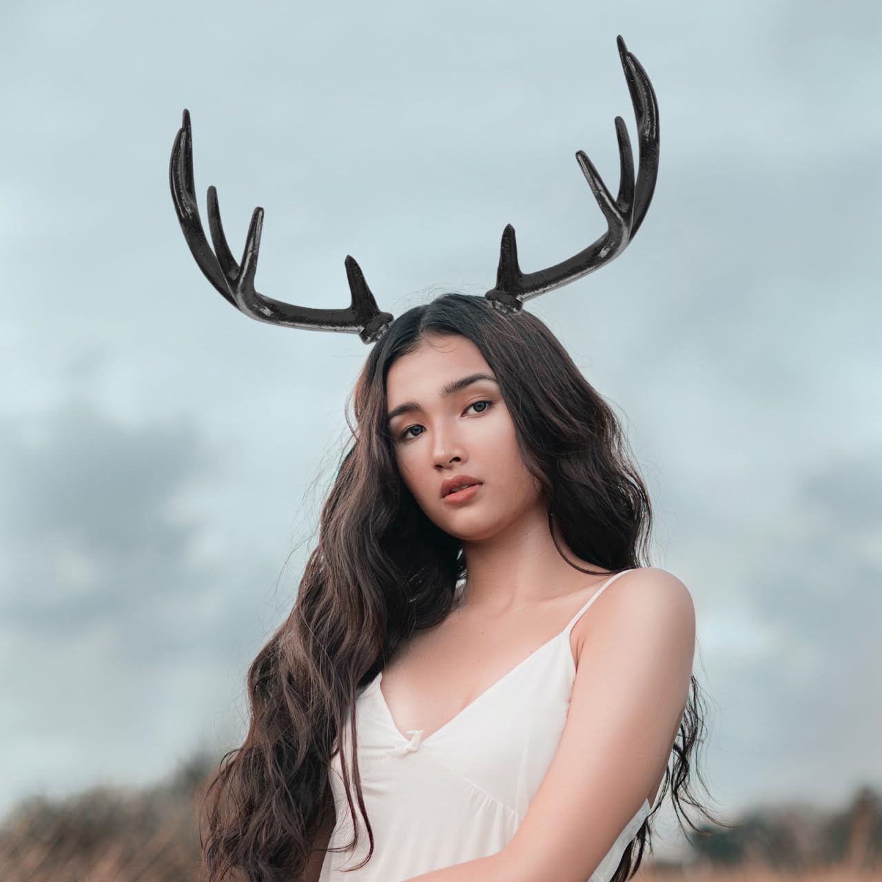 minkissy 1Pair Black Simulated Deer Horn Headdress for Halloween Costume Party Durable Antler Headpiece Creative Festival Accessory Unique Decoration for Carnival Celebrations - Image 3