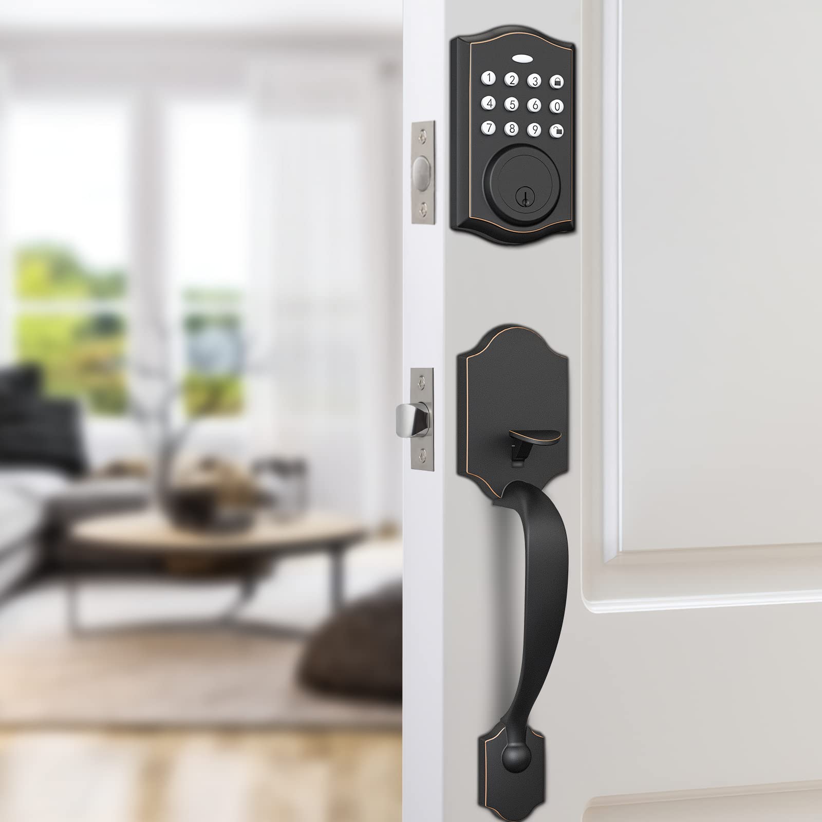 IRONZON Electronic Keypad Deadbolt, Keyless Entry Door Lock with Handle