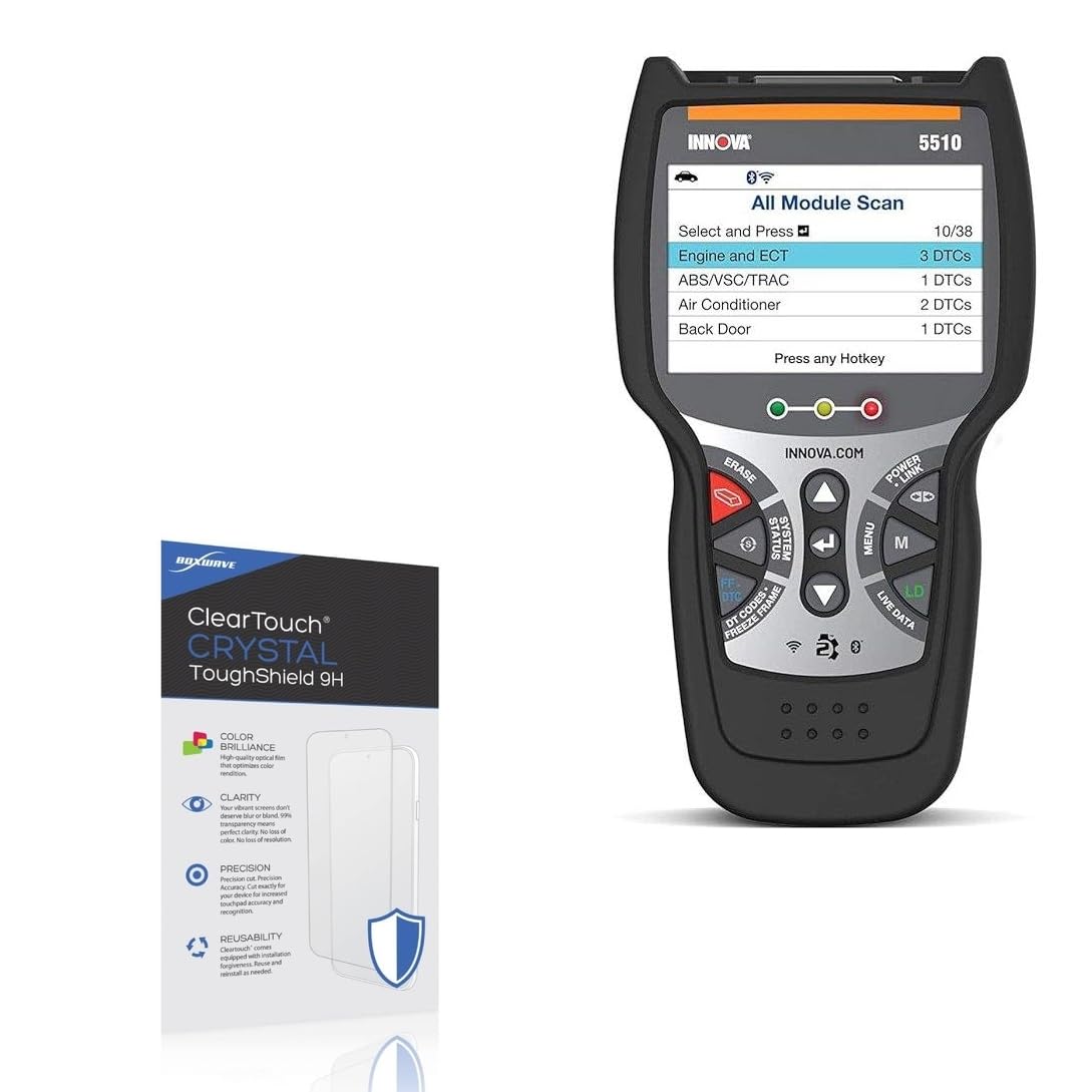 BoxWave Screen Protector Compatible With Innova 5510 OBD2 Scanner (2.8 in) - ClearTouch Crystal ToughShield 9H (2-Pack), Clear 9H Tough Flexible Film Screen Protector