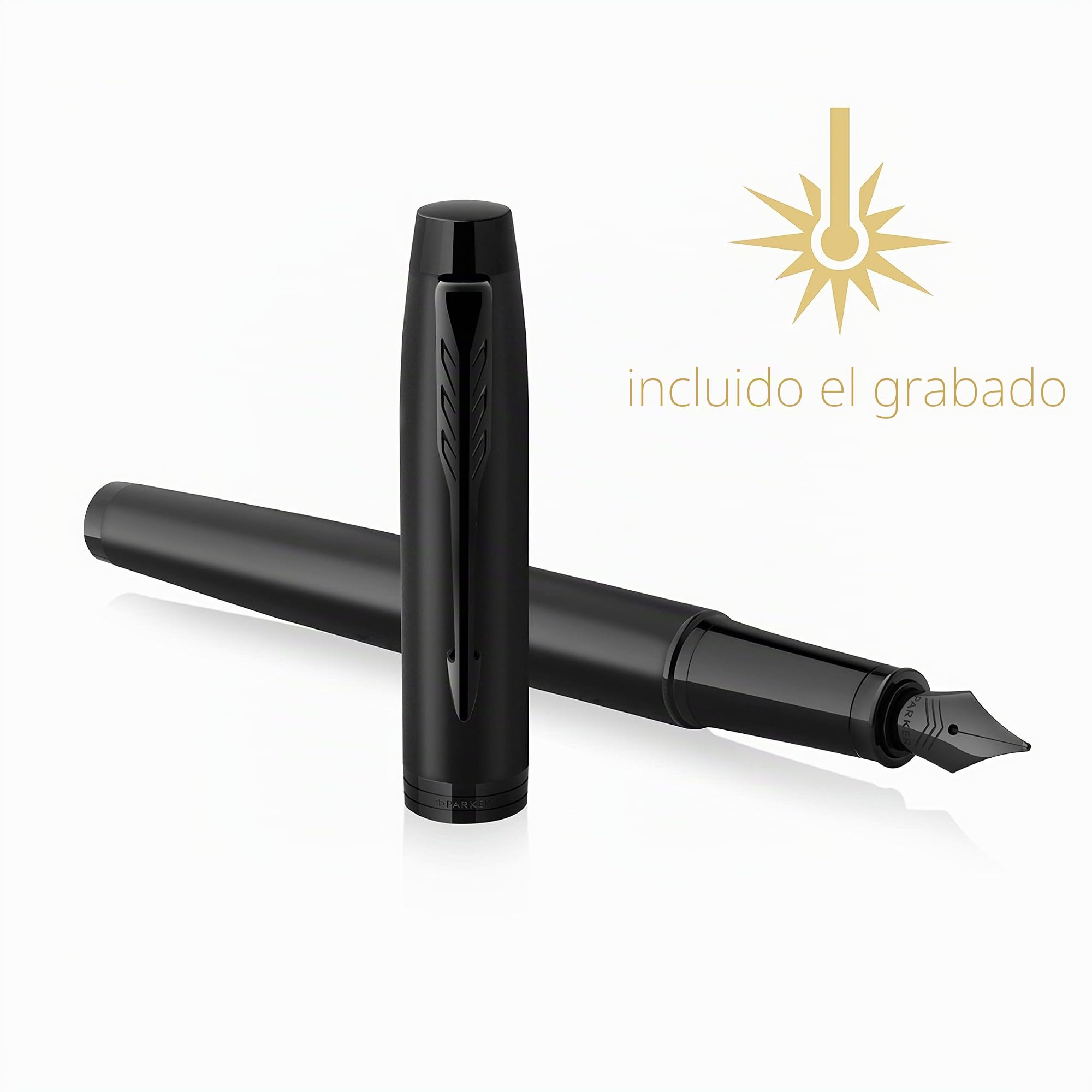 Pluma estilográfica Parker IM Achromatic con grabado, bolígrafo prémium, caja de regalo, tinta azul, elegante, regalo personalizado, nombre grabado, pluma estilográfica, exámenes, color negro mate