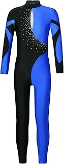 Niñas Body de Manga Larga Brillante Monos Deportivo de Yoga Maillot Gimnasia Rítmica Bloque de color Leotardo de Patinaje Artistica Danza Ballet Jumpsuit