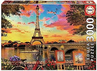 Educa - Puzzle de 3000 Piezas para Adultos | Puesta de Sol en París. Incluye Servicio de Pieza perdida. Medidas montado: 120 x 85 cm. A Partir de 14 años (17675)