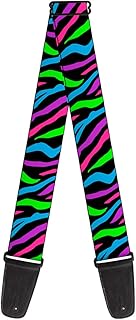 Guitar Strap Zebra Black Blue Green Pink Purple 2 Inches Wide