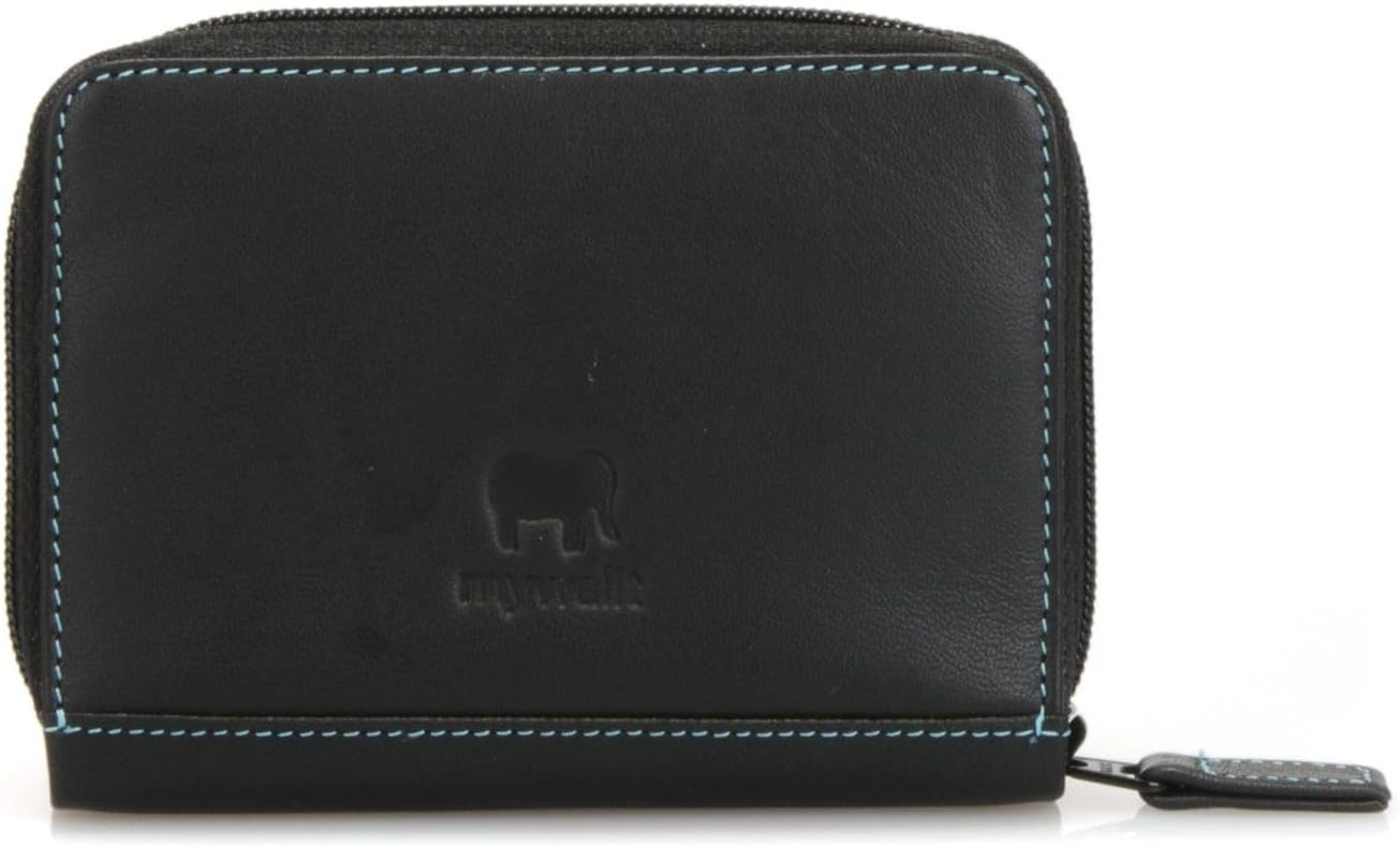 mywalit Leather Zipper Credit Card Holder | Fan Design | 9 Card Slots & Note Sections | Black Pace | Stylish & Compact Accessory for Men & Women | Perfect for Everyday Use - Image 3