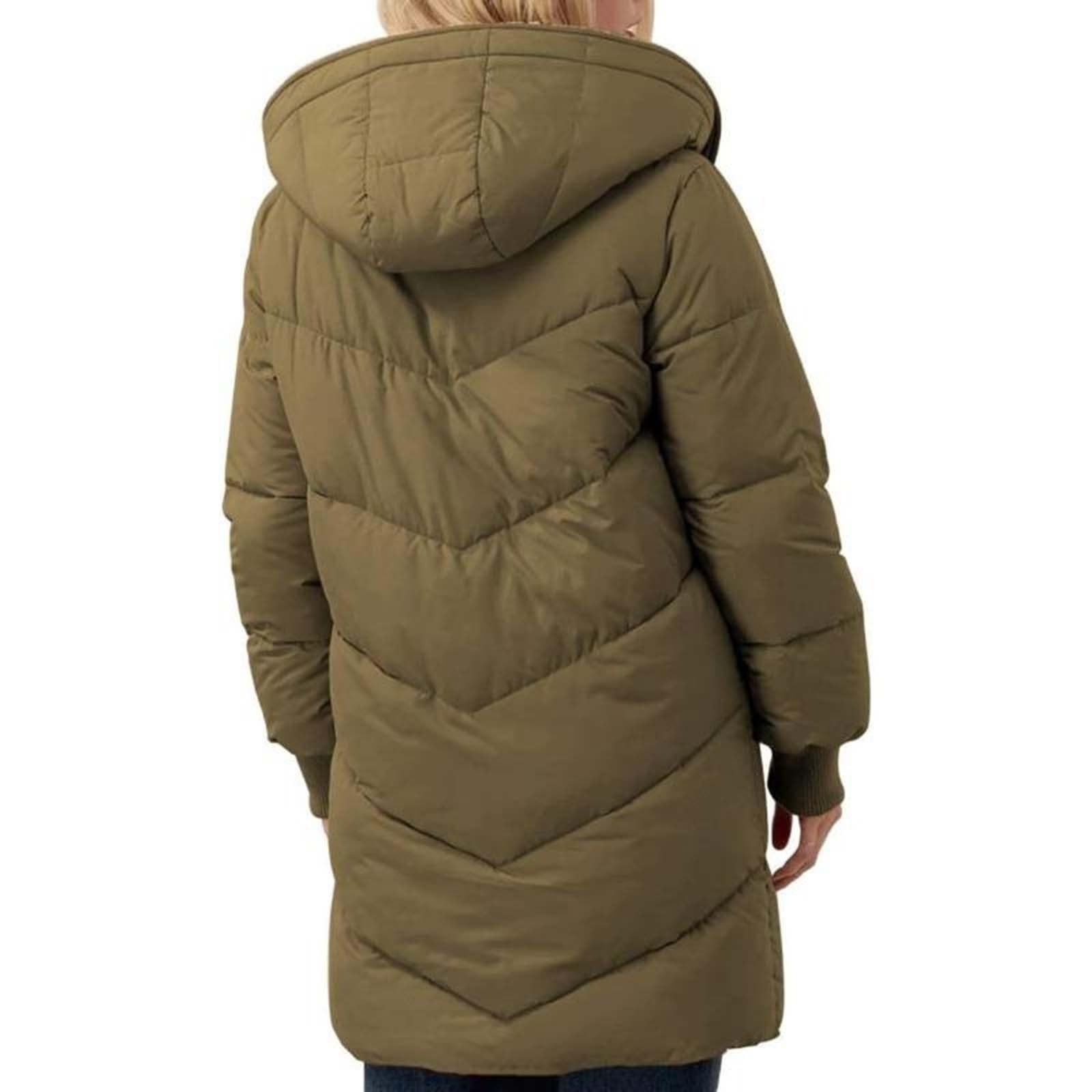 Cappotti invernali da donna, con cerniera intera, con cappuccio, casual