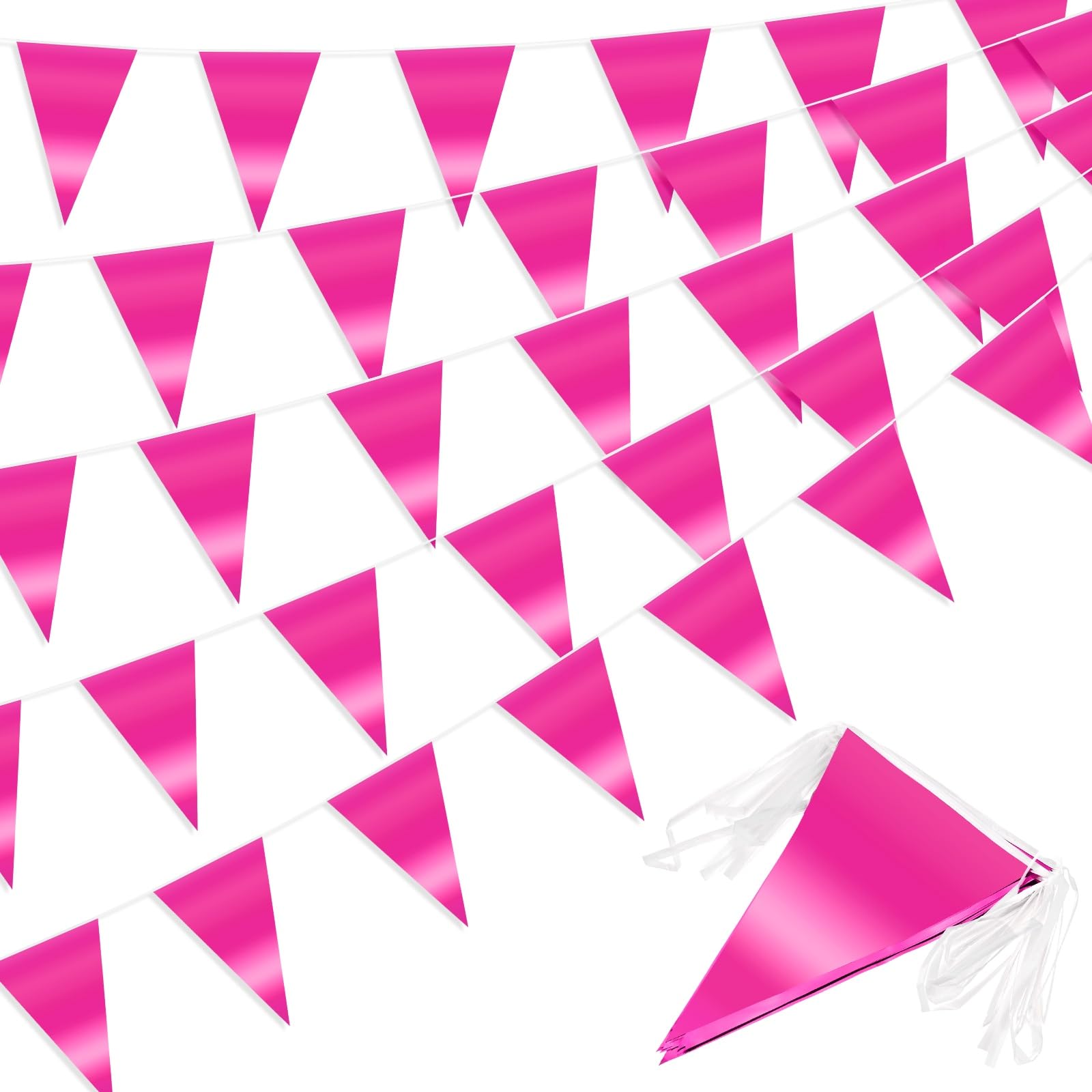 M METERXITY 4-Pack Triangle Pennant Banner Flag 10m/32.8FT, Pink