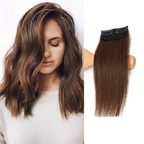 Miniatura 10 de FEIPRO Extensiones invisibles de cabello humano con clip para mujeres con cabello cortocabello adelgazante sedoso lacio de una pieza frontal añade