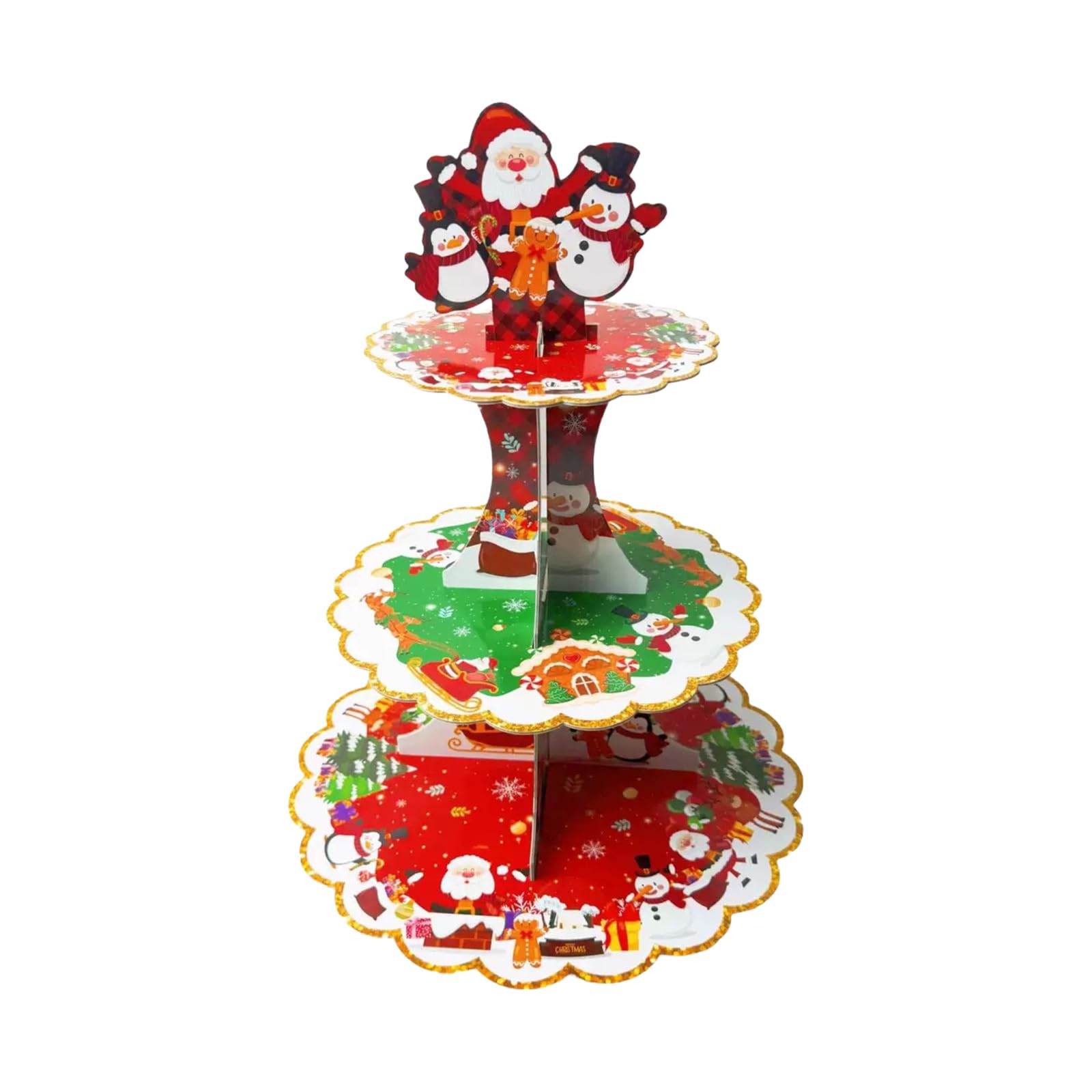 TFAOYS Festival Multi Tiered Cupcake Display Stand for Christmas Desserts Elegant Tray Easy Assembly Storage Rack Portable Paper Dessert Stand