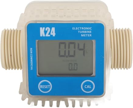 Fuel Flowmeter K24 Turbine Digital Fuel Meter with LCD Display for Chemicals Liquid Water Blue