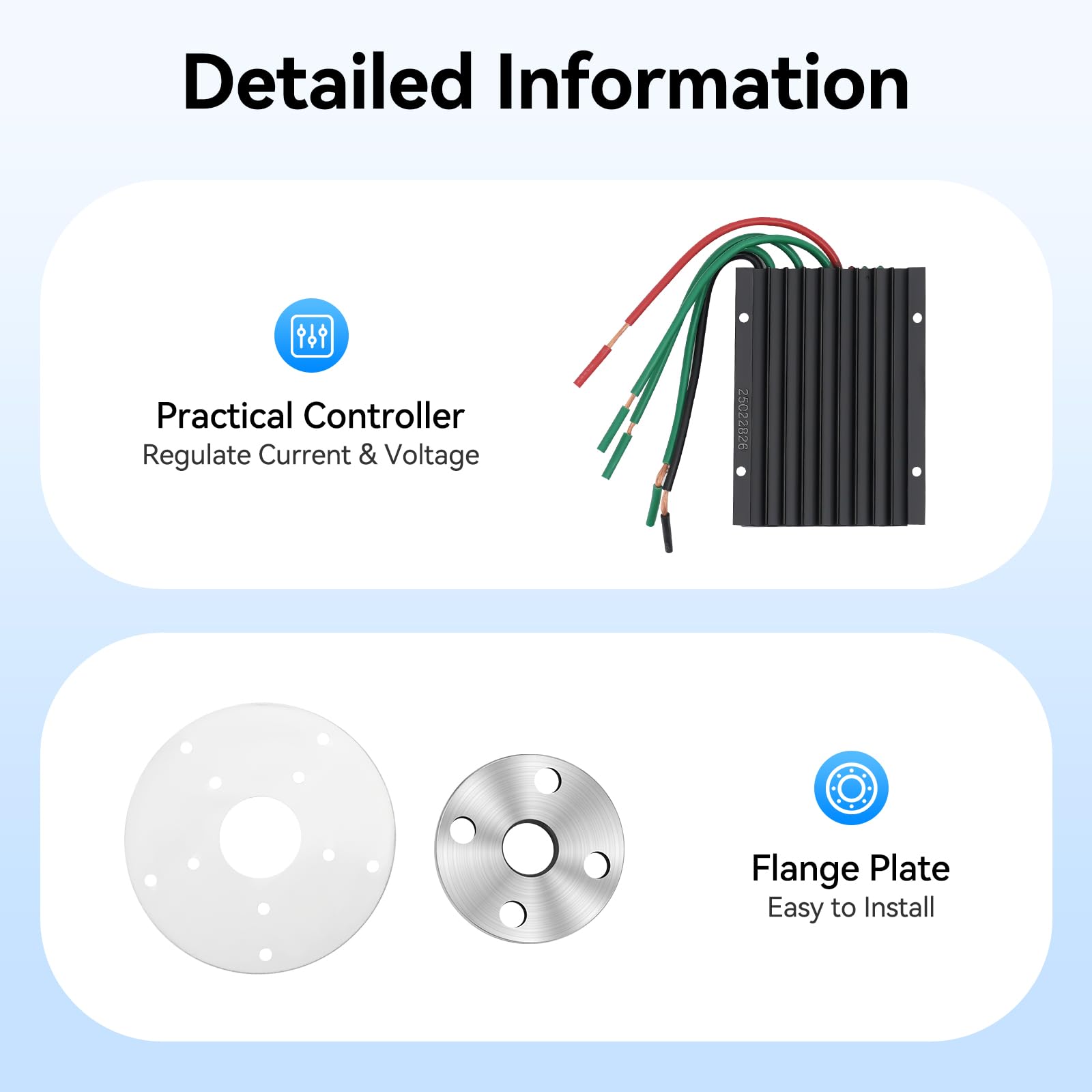 600 W, 24 V, generatore di energia eolica, 5 pala PMG con controller IP67 e piastra a flangia (bianco)