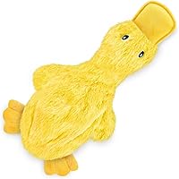 Best Pet Supplies Crinkle Duck Squeaky Chew Toy for Small Medium Large Dogs - Durable No Stuffing Interactive Fetch Toy Yellow Large