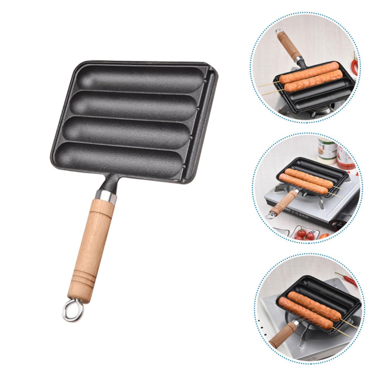 YARNOW Macchinetta per Hot Dog in Ferro Nero con Manico per Bbq