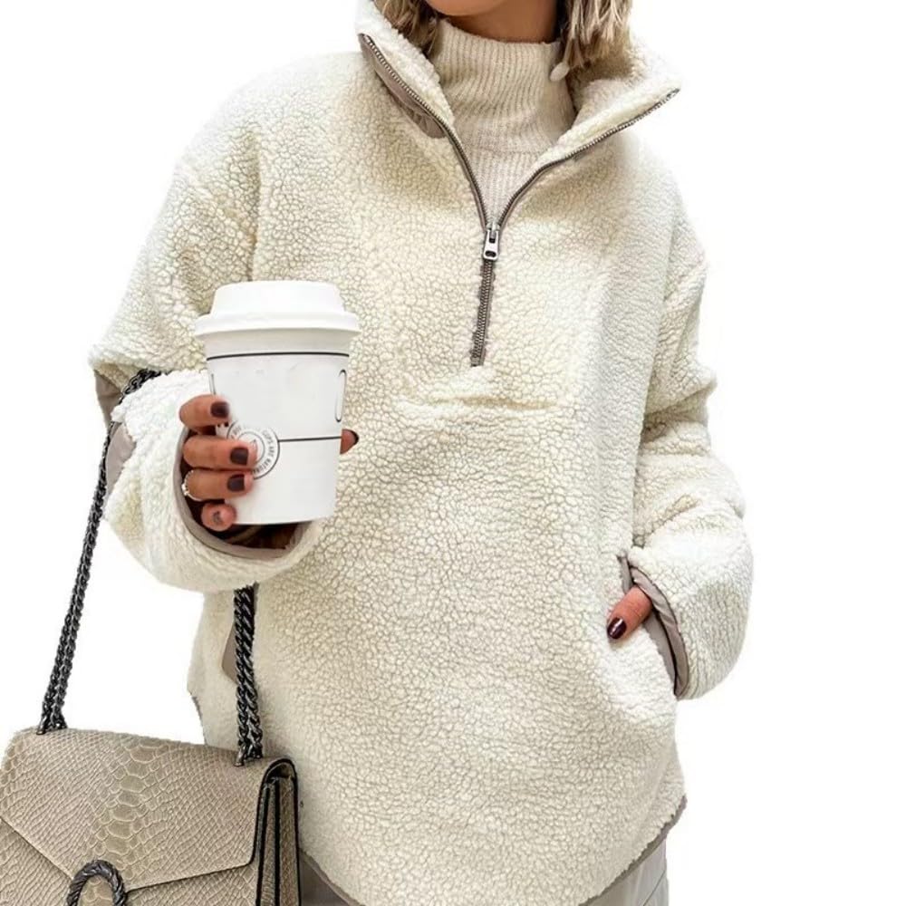 JCVBN - Sudadera de felpa suelta con cuello alto para mujer, ropa de forro polar de moda para otoño e invierno
