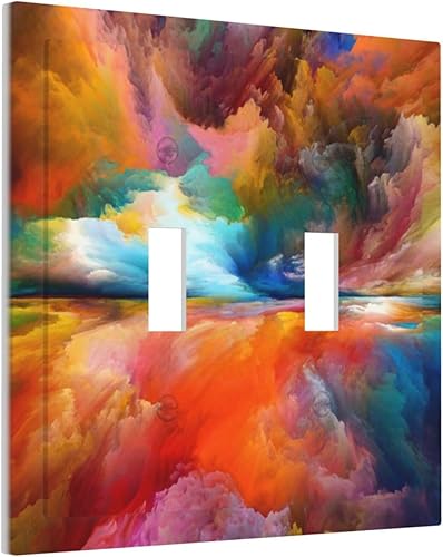 Miniatura 171 de Cubiertas de salida iridiscentes abstractas coloridas nubes dúplex de 1 cuadrilla, placa de cubierta de interruptor de luz arco iris, placas