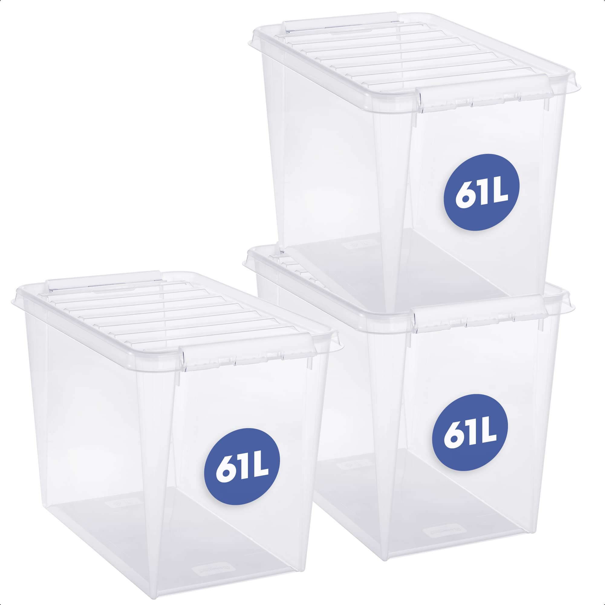 SmartStore3x Plastic Storage Box with Lid 66L (59x39x43cm)|Plastic Storage Drawers with Lid|Food-Safe Material|Kitchen & Organisation|BPA-Free|Durable Container for Home & Office|10-Year Warranty