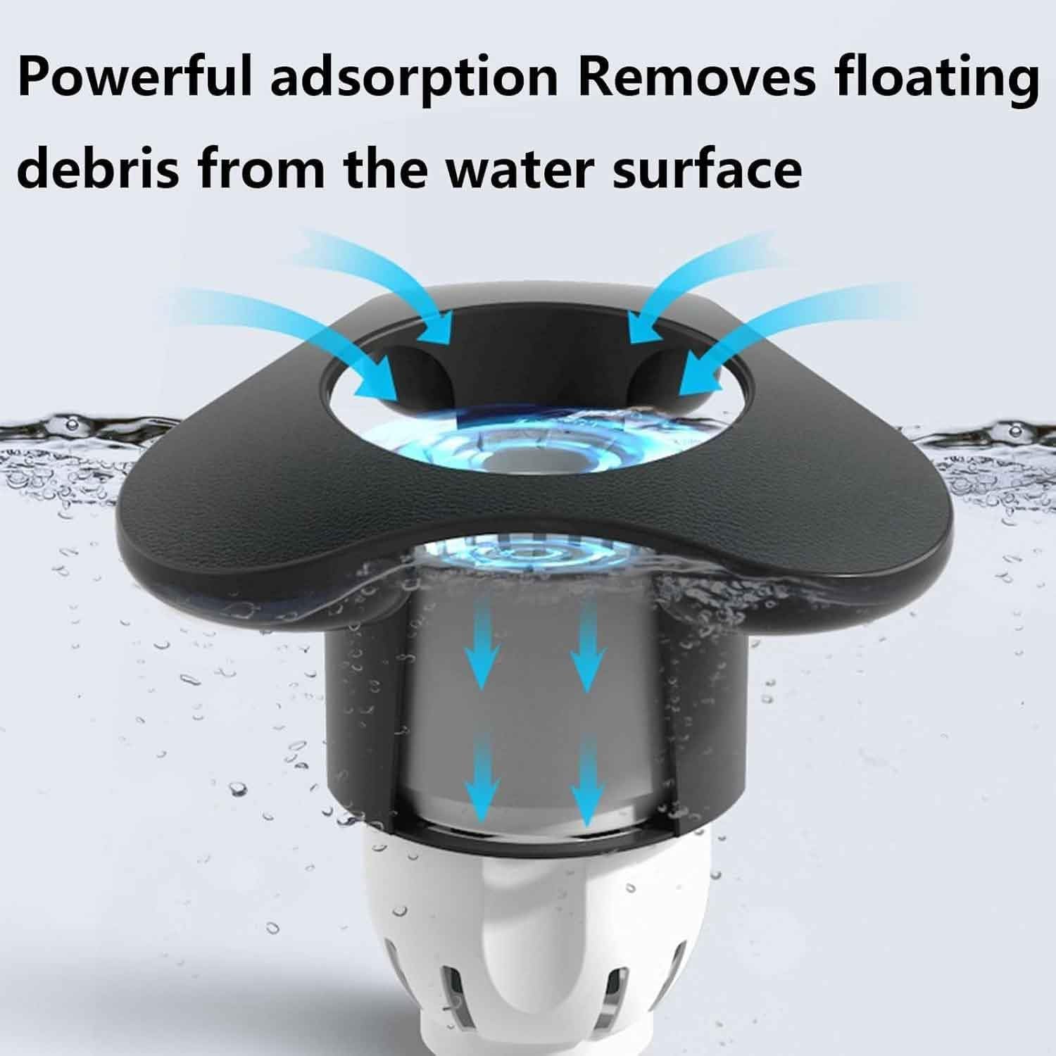 Skimmer galleggiante automatico, collettore di rifiuti di superficie efficiente per stagni, piscine e laghi, capacità 2200L/h