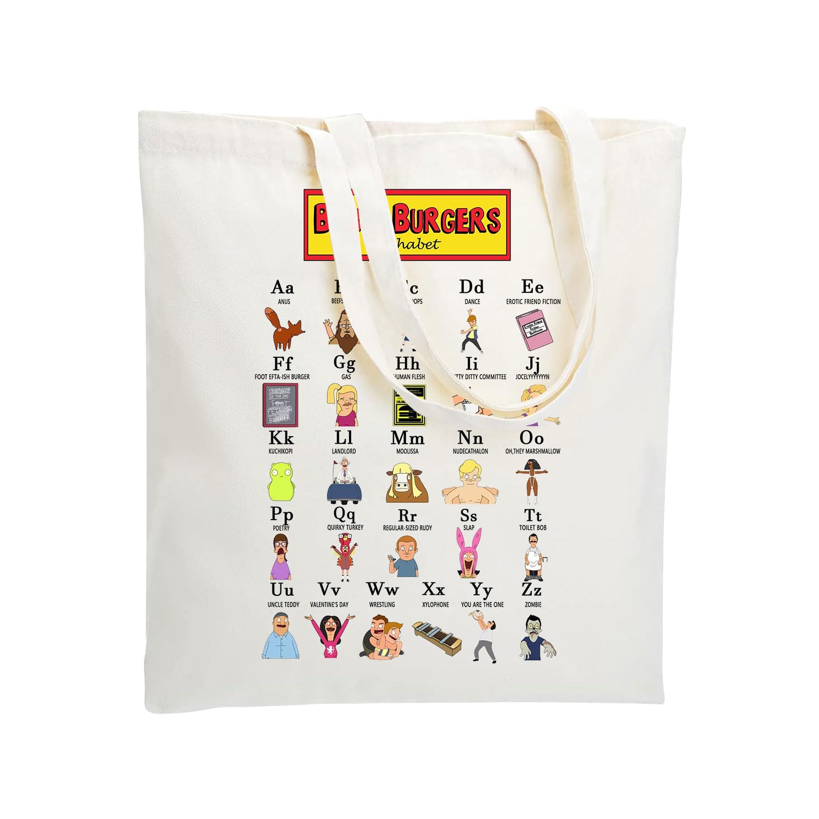 WZJHCL Belcher Family Tote Bag - Bob's Alphabet Handbag - Burgers Travel Shoulder Bag