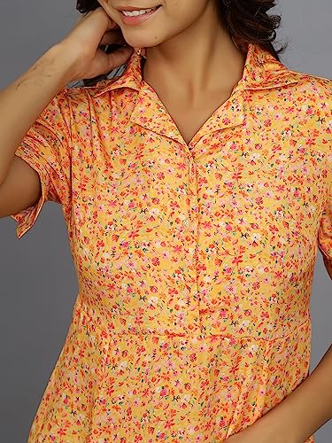 Image of Ravaiyaa - Attitude is everything Womens Soft Crepe Silk Casual Dress Summer Floral Printed Dress Ladies Tank Midi Sundress