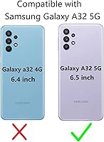 Vista 2 de Funda de teléfono para Samsung Galaxy A32 5G de 6.5 pulgadas con protector de pantalla de vidrio templado, tarjetero/tarjetero/cartera, soporte