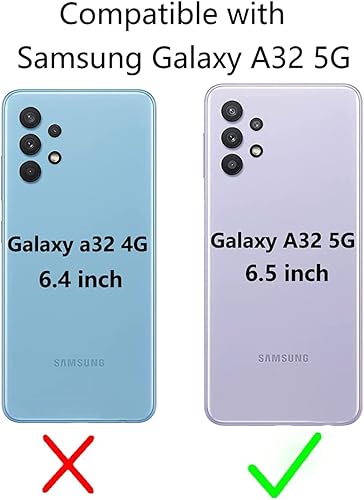 Miniatura 2 de Funda compatible con Samsung Galaxy A32 5G de 6.5 pulgadas, protector de pantalla de vidrio templado, funda de piel con tapa, tarjetero y soporte