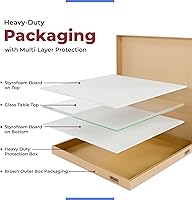 Vista 9 de Parte superior de mesa de vidrio templado transparente de 12 pulgadas cuadrada de borde plano con 0,63 cm de grosor para mesas de comedor, de café