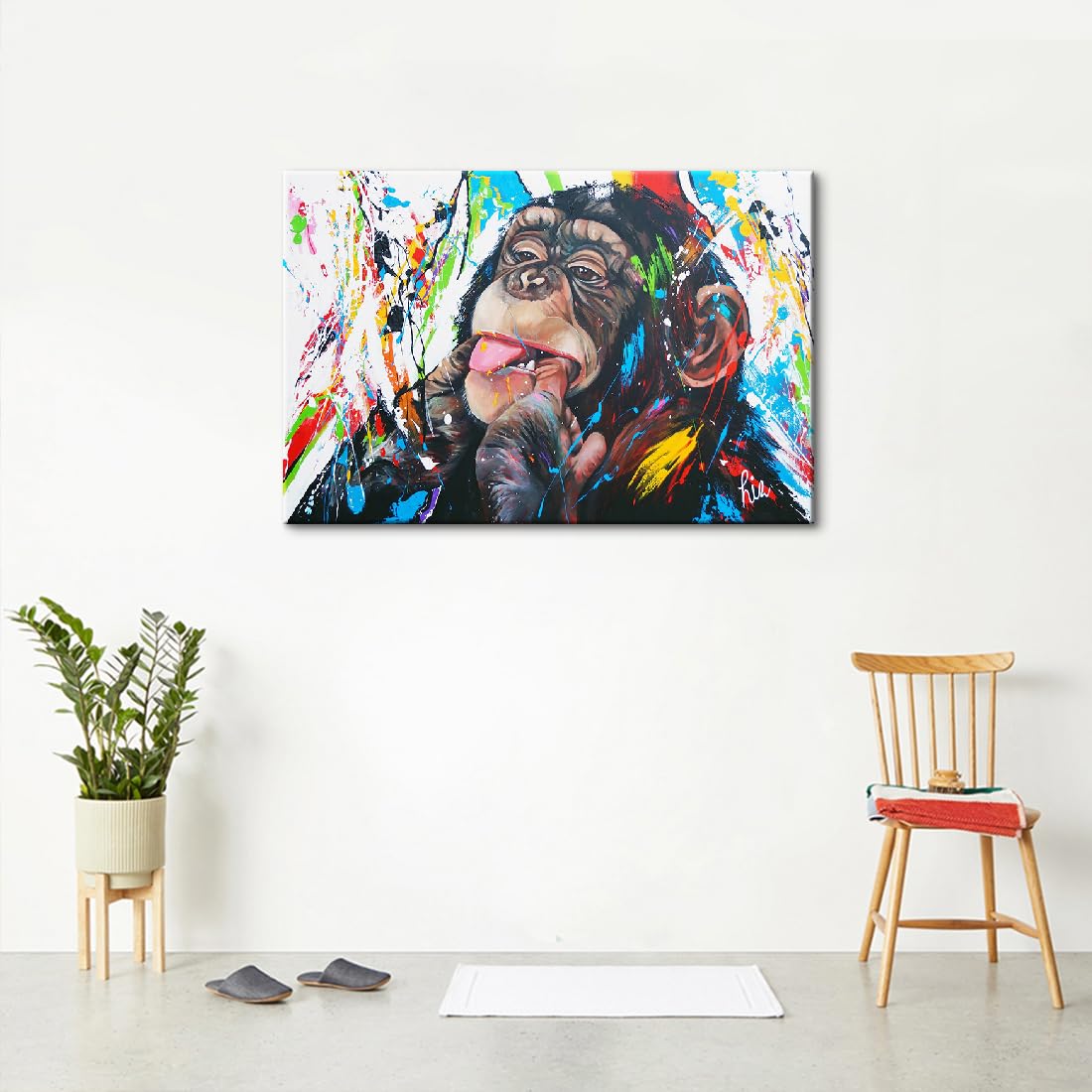 Amazon.co.jp: チンパンジー アートパネル レトロ 壁掛け 絵画 寝室の