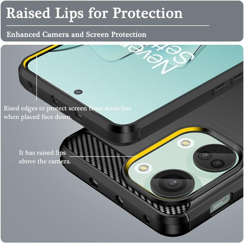 Image of NPRC Hybrid Ultra Slim Protective Case TPU Non-Slip Carbon Fiber Texture Shockproof Case Cover for Oneplus NORD 3 - Black