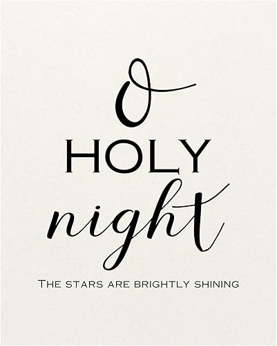 Oh Holy Night - The Stars Are Brightly Shining Canción de Navidad, este póster de música navideña listo para enmarcar es bueno para decoración del