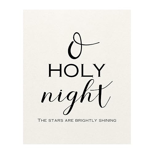 O Holy Night - The Stars Are Brightly Shining Christmas Song Wall Art Decor, This Ready to Frame Holiday Music Wall Poster Print is Good For Home,