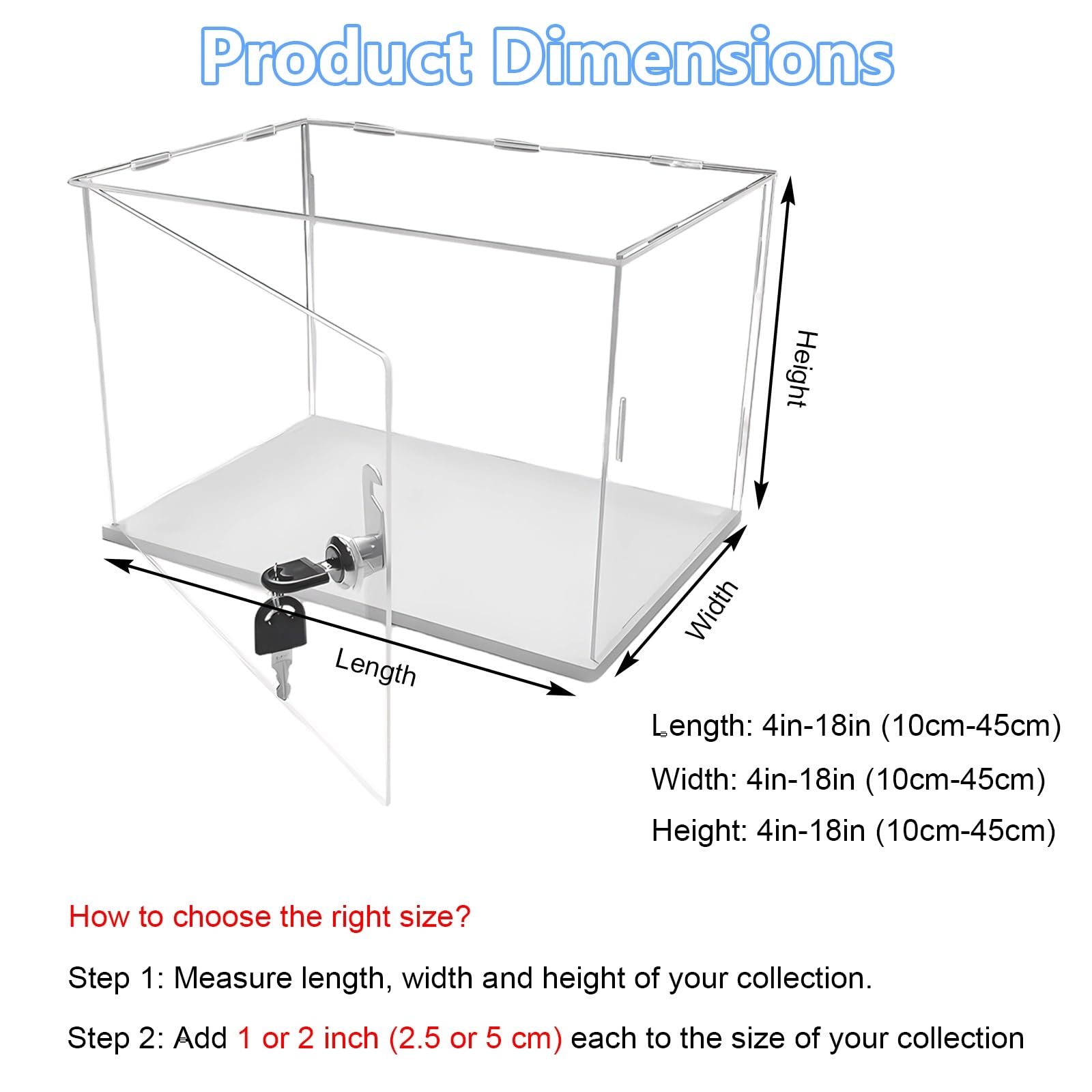 Teca Plexiglass Scatole Espositive in Acrilico per Oggetti da Collezione Assemblati, Vetrina Espositiva Trasparente in Acrilico per Miniature/Modelli di Auto(14x8x14in/35x20x35cm)