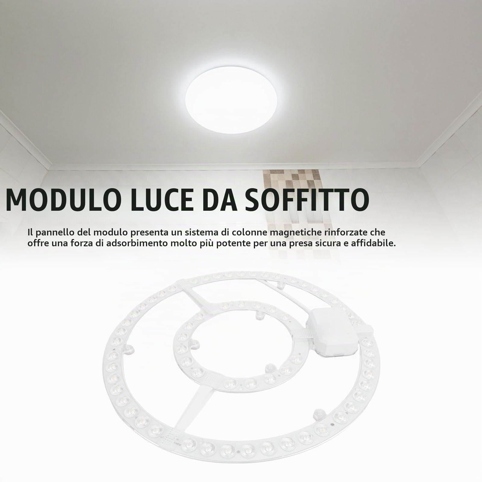 Yanmis Kit Luce Retrofit LED da 12 Pollici 72W Sostitutivo Rotondo, Modulo Plafoniera Bianca ad Alta Luminosità con Dissipazione Calore 50.000 Ore
