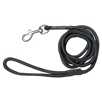 Modern Pets House 6mm Thick Heavy Duty Imported Rope Leash with Anti-Slip Handle| Waterproof Neck Rope Leash Belts with Strong Hook| Walking Jogging Training Rope Leash for Small Dogs (Black, 6mm, S