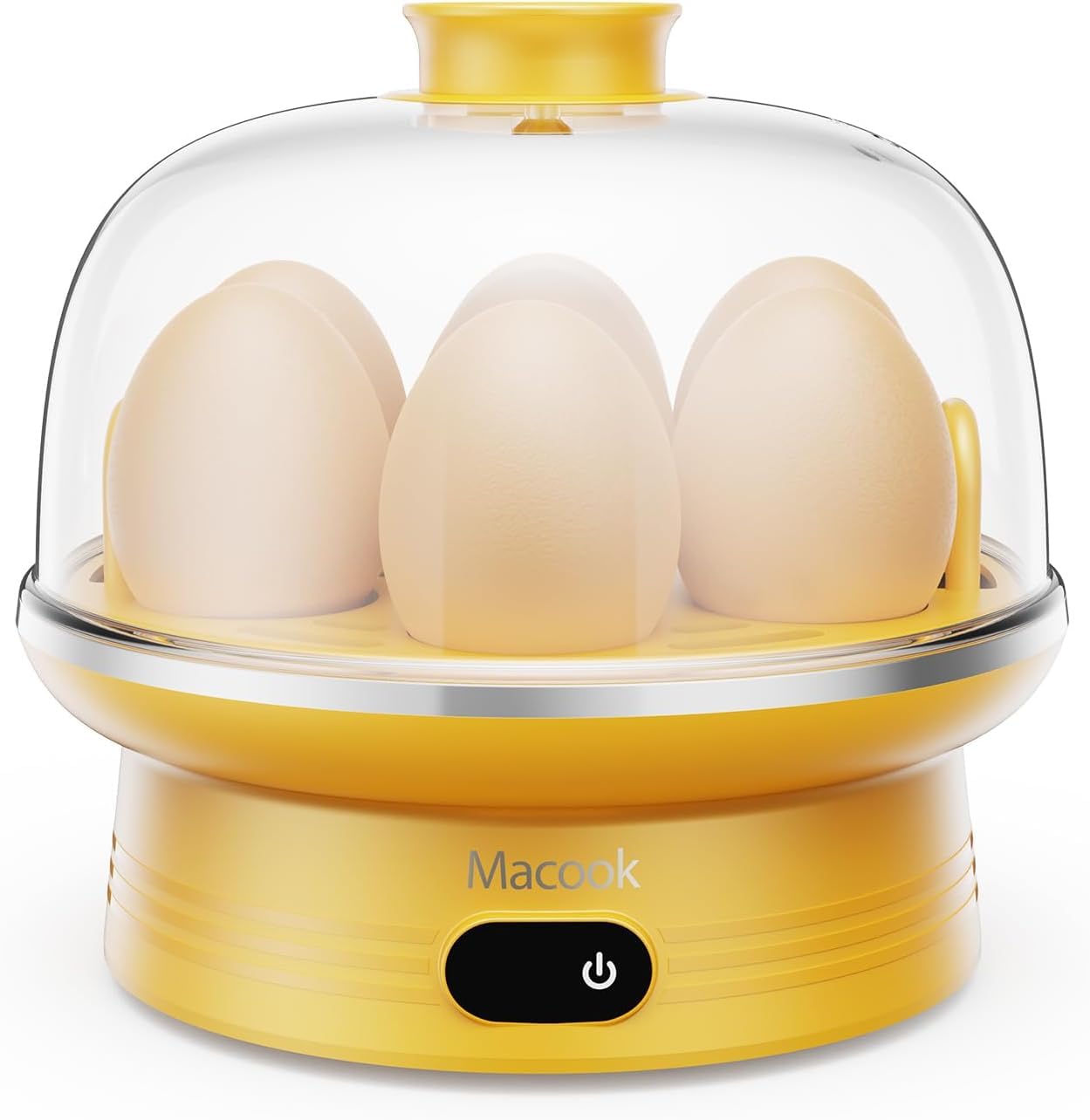 Egg Cooker with Intelligence LED Touch, 7 Egg Capacity Electric Egg Boiler, Quick Boiling, Auto-Off, 350W, Yellow - Includes Measuring Cup, Stickers & Removable Tray