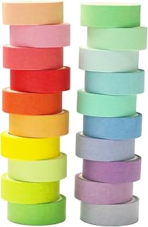 20 Rolls Washi Tape Set, 15mm Wide Colorful Masking Tape, Decorative Tape Rainbow Washi Tape for Bullet Journaling, DIY Crafts Gift Wrapping, Scrapbooking, Holidays & Party Decoration