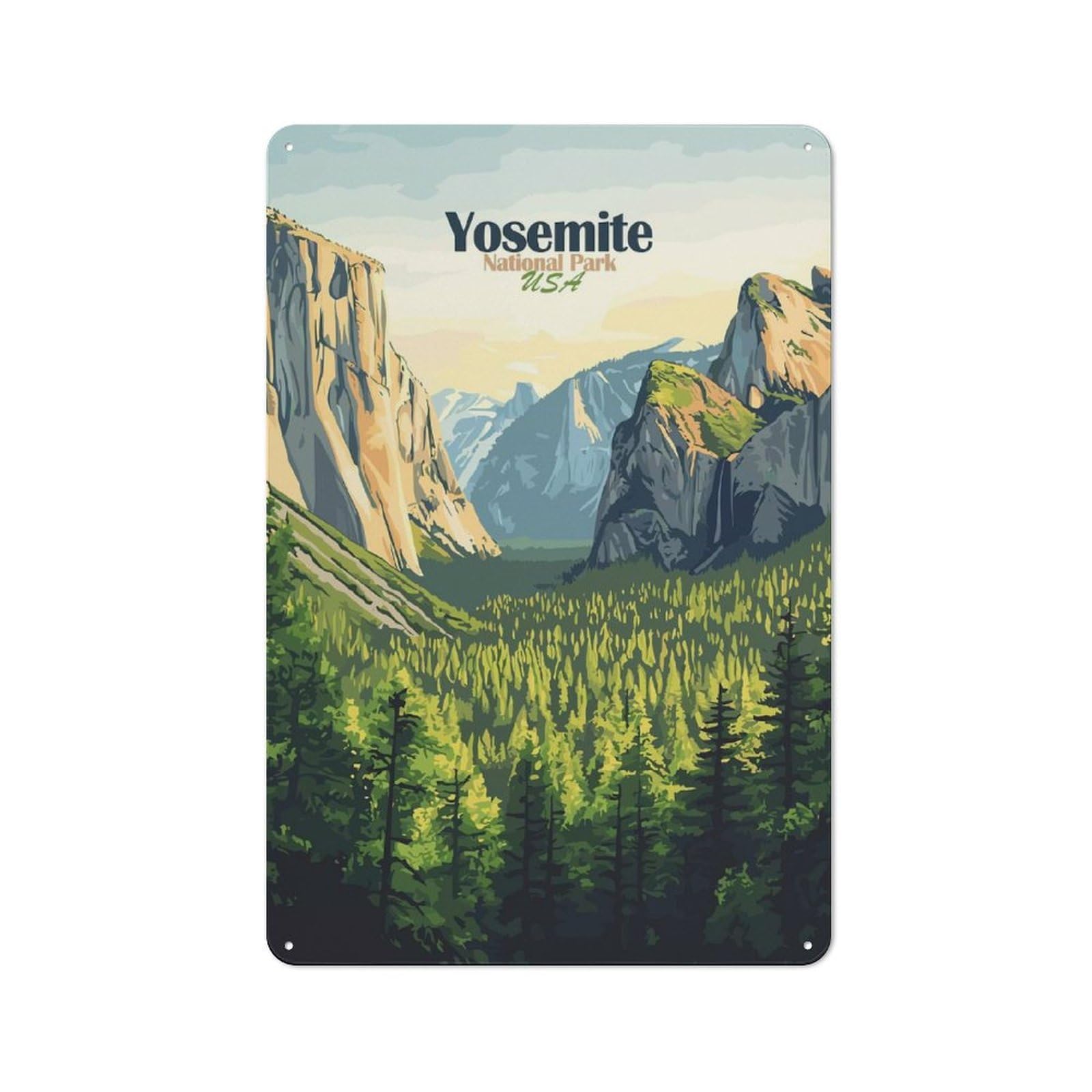 Junmoney Style-5 Yosemite National Park Retro Metal Wall Decor 30X20cm, Decorative Tin Plaque For Bar, Kitchen, Garage Or Games Room