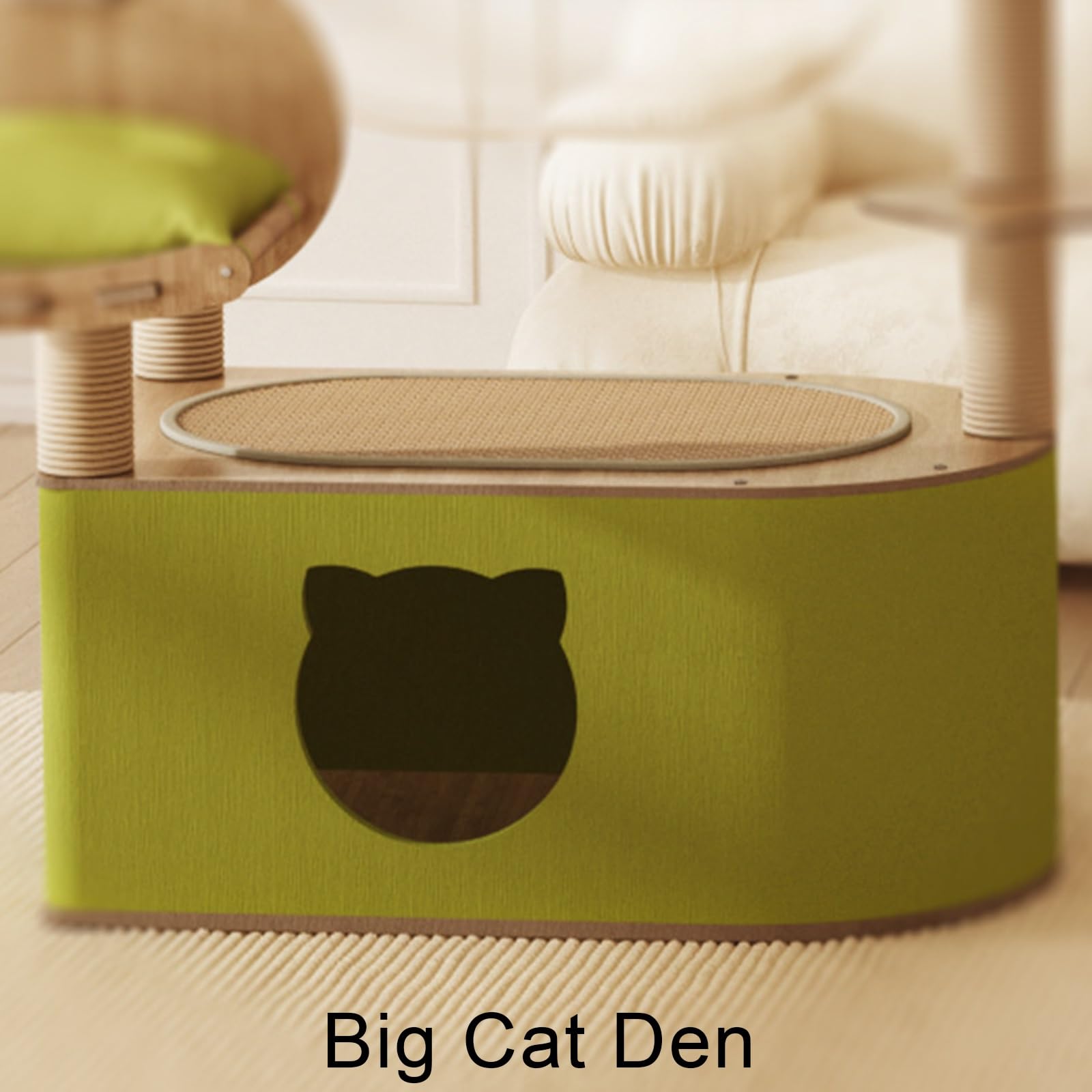 Madera Rascador Gato con Cápsula Espacial Plataforma de Felpa Columna de Sisal para Rascar Árbol para Gatos de Varios Niveles Caseta Grande Base Reforzada Cuna Incluida Gran Capacidad de Peso